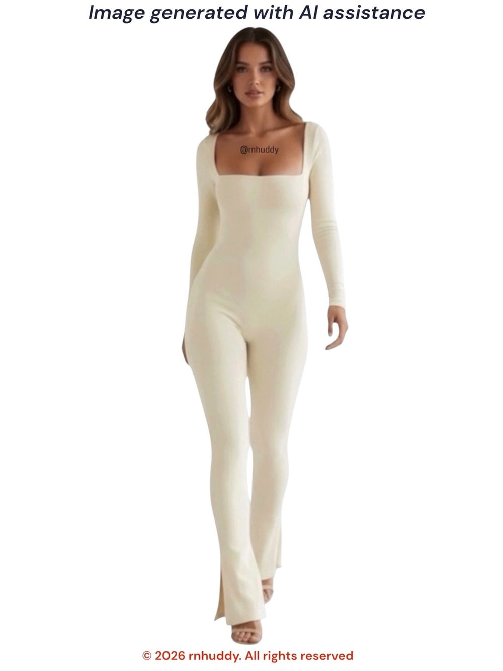 NWT Oh Polly size 0 cream square neck split flare jumpsuit